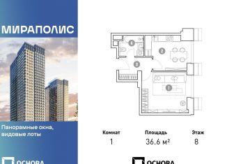 Продажа 1-ком. квартиры, 36.6 м2, Москва, Ярославский район