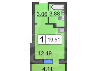 Квартира на продажу студия, 24 м2, Тюмень, Верхнетарманская улица, 1, ЖК Новый Мыс 2.0