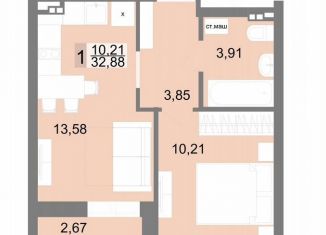 Продается 1-комнатная квартира, 33.3 м2, Екатеринбург, метро Ботаническая