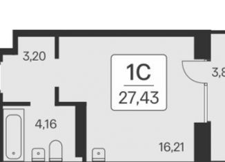 Квартира на продажу студия, 27.4 м2, Новосибирск, метро Заельцовская, Игарская улица, 5