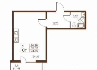 Продам квартиру студию, 34.7 м2, Санкт-Петербург, Московское шоссе, 262к1