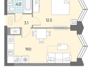 Продам 1-комнатную квартиру, 38.6 м2, Москва, Даниловский район, жилой комплекс Зиларт, 21/22