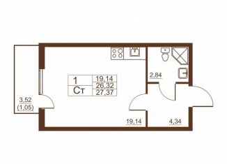 Продаю квартиру студию, 27.4 м2, Санкт-Петербург, Московское шоссе, 262к1