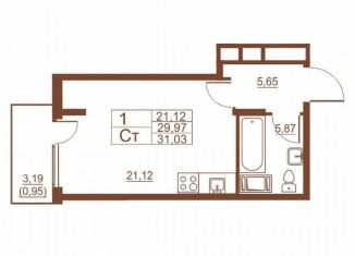 Продаю квартиру студию, 30 м2, Санкт-Петербург, Московское шоссе, 262к4