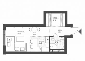 Квартира на продажу студия, 30.3 м2, Москва, метро Строгино, Крылатская улица, 33к1