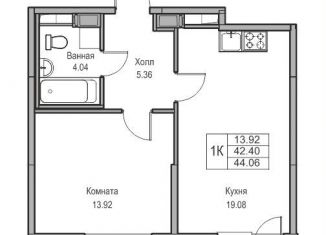 Продажа 1-комнатной квартиры, 42.4 м2, Санкт-Петербург