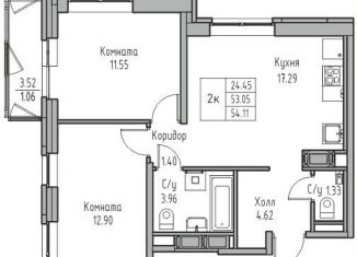 Продажа 2-ком. квартиры, 53.1 м2, Санкт-Петербург, Ивинская улица, 1к4, метро Беговая