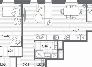 3-комнатная квартира на продажу, 97.2 м2, Санкт-Петербург, метро Лесная