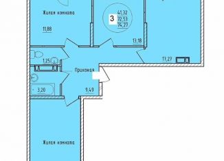 Продажа 3-ком. квартиры, 74.3 м2, Краснодар, Карасунский округ