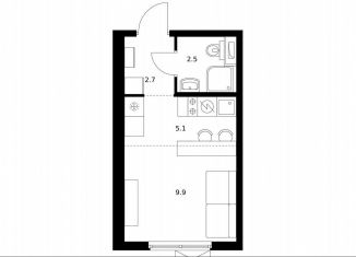 Продам квартиру студию, 20.2 м2, Щербинка