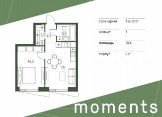 Продажа 1-комнатной квартиры, 39.5 м2, Москва, станция Стрешнево, жилой комплекс Моментс, к2.2