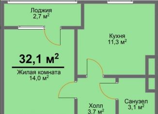 Продам однокомнатную квартиру, 32 м2, деревня Куюки, 13-й квартал, 1