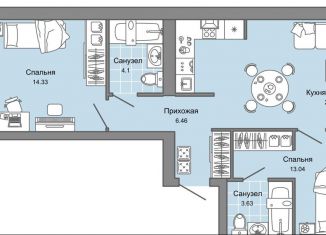 Продажа 2-ком. квартиры, 66 м2, Киров, Ленинский район, улица Дмитрия Козулева, 2к1