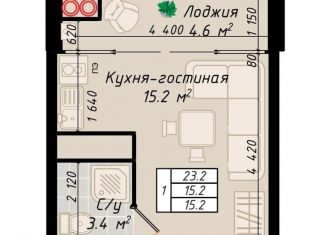 Продам квартиру студию, 23.2 м2, Ставрополь, Промышленный район