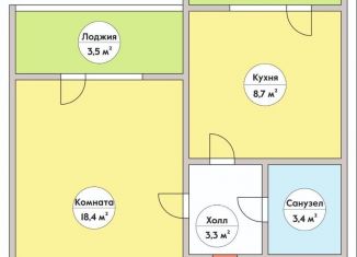 Продажа однокомнатной квартиры, 36 м2, аул Новая Адыгея, Бжегокайская улица, 90/3к2, ЖК Мега