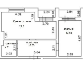 Двухкомнатная квартира на продажу, 50 м2, село Нежинка, Фестивальная улица, 23к1