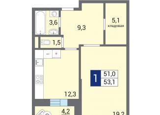 1-комнатная квартира на продажу, 53.1 м2, Электрогорск, улица Ухтомского, 21