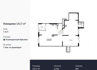 Продажа помещения свободного назначения, 132.7 м2, Санкт-Петербург, муниципальный округ Коломяги, Арцеуловская аллея, 23к1