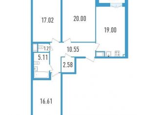 Продается трехкомнатная квартира, 95 м2, Санкт-Петербург, проспект Юрия Гагарина, 32к4Д, муниципальный округ Гагаринское