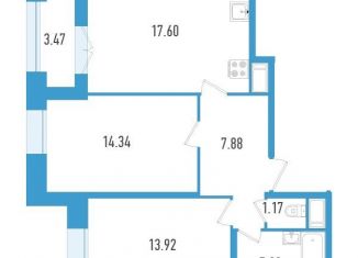 Продам 2-комнатную квартиру, 62 м2, Санкт-Петербург, проспект Юрия Гагарина, 32к4Д, метро Московская