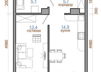 Продается однокомнатная квартира, 44 м2, рабочий поселок Маркова, жилой комплекс Ботаника, 9, ЖК Ботаника