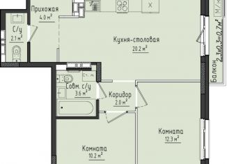 Продаю двухкомнатную квартиру, 54.4 м2, село Первомайский