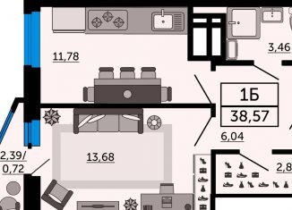 Продам 1-ком. квартиру, 38.6 м2, Ростовская область