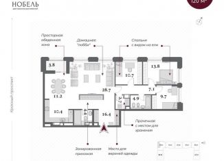 4-ком. квартира на продажу, 120 м2, Новосибирская область, Красный проспект, 220стр