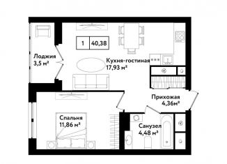 Продам 1-комнатную квартиру, 43.6 м2, Тульская область, улица Седова, 26к1