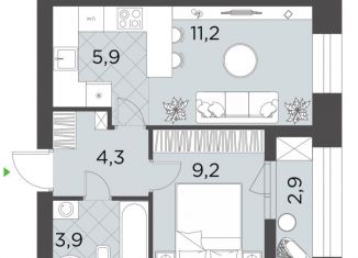 Продаю 2-ком. квартиру, 37.4 м2, Волгоград, Советский район