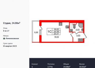 Квартира на продажу студия, 24.3 м2, Санкт-Петербург, Фарфоровская улица, 7к2, ЖК Стрижи в Невском 2