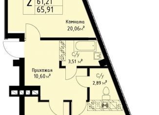 2-комнатная квартира на продажу, 65.4 м2, Калининград, улица Аллея Смелых