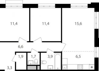 Продается 3-комнатная квартира, 62.3 м2, Москва, Михалковская улица, 48, ЖК Михалковский