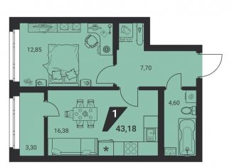 Продам 1-ком. квартиру, 43.2 м2, Екатеринбург, метро Ботаническая