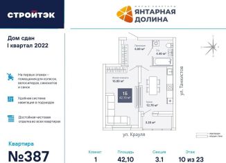 Продажа 1-комнатной квартиры, 42.1 м2, Екатеринбург, улица Крауля, 170