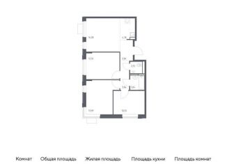3-комнатная квартира на продажу, 70.8 м2, Московская область, жилой комплекс Прибрежный Парк, 7.2