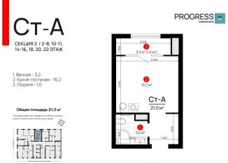 Квартира на продажу студия, 21 м2, Астрахань, Советский район