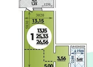 Продам квартиру студию, 26.6 м2, Краснодар, улица имени Героя Советского Союза Якова Кобзаря, 2, ЖК Квартал № 6