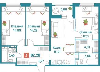 Продаю трехкомнатную квартиру, 82.3 м2, Ленинградская область