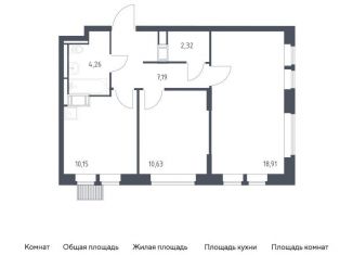 Продаю двухкомнатную квартиру, 53.5 м2, Московская область