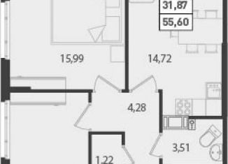 Двухкомнатная квартира на продажу, 56 м2, Мурино, улица Шоссе в Лаврики, 95, ЖК Ромашки