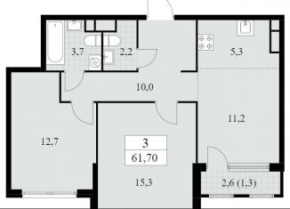 Продается 3-комнатная квартира, 62 м2, Москва, жилой комплекс Южные Сады, к2.4, ЖК Южные Сады