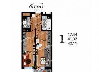 1-ком. квартира на продажу, 42.1 м2, Воронеж, Коминтерновский район, улица Антонова-Овсеенко, 35С