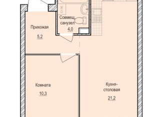 Продам 1-комнатную квартиру, 40.7 м2, село Первомайский