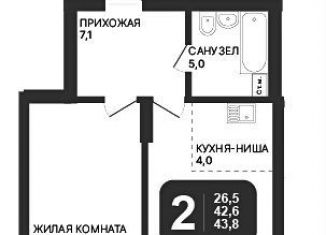 Продам двухкомнатную квартиру, 43.8 м2, Новосибирск, ЖК Никольский Парк