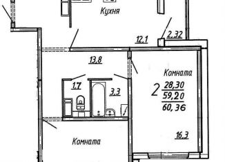 Продаю 2-комнатную квартиру, 60 м2, посёлок Отрадное, Весенняя улица, 2