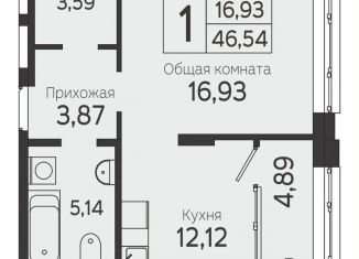 Продам однокомнатную квартиру, 46.5 м2, Томск, Комсомольский проспект, 48, Советский район