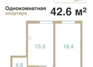 Продается 1-комнатная квартира, 42.6 м2, село Мысхако, Шоссейная улица, 27