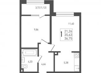 Продам 1-комнатную квартиру, 36.8 м2, Краснодарский край