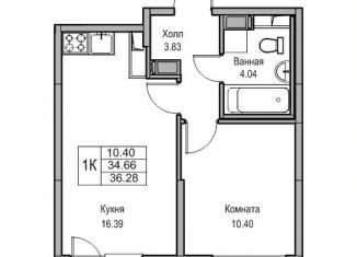 Однокомнатная квартира на продажу, 34.7 м2, Санкт-Петербург, Ивинская улица, 5к2, Приморский район